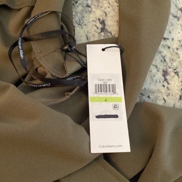 NWT Calvin Klein Army Green Belted Cropped Wide Leg Jumpsuit 4 R25 - Picture 12 of 12